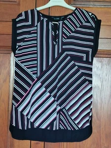 F&F size 6 black, white and pink stripe short sleeve top - Picture 1 of 9