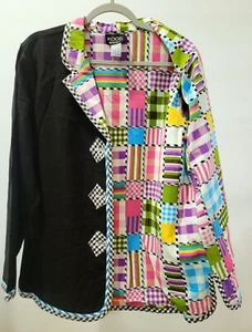 RAINBOW PLAID Koos Of Course! Multicolor Plaid Gingham Lined Jacket Medium - Picture 1 of 7
