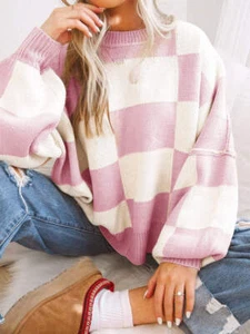 Plus Size Casual Sweater, Women's Plus Solid Long Sleeve V Neck Oversized Jumper - Picture 1 of 28