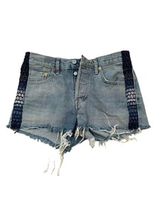 Levis Women's 501 Button Fly Big “E” Cut off Blue Jean Shorts Size 26 - Picture 1 of 11