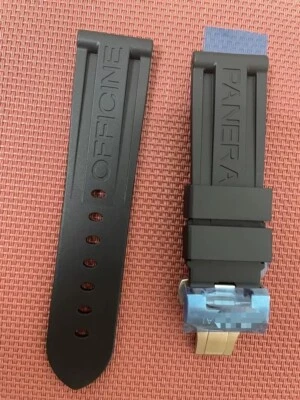 Panerai Watch 24/22mm Black Rubber Dive Strap for Clasp Buckle MXE07XDG Black - Image 1 of 4