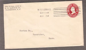 1914 cover H H Babcock Co Watertown NY to Norton Co Worcester MA - Picture 1 of 1