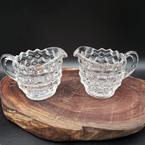 Vintage Fostoria American Mini Creamers – Set of 2 – 2 5/8" – Clear Cube Pattern - Picture 1 of 5