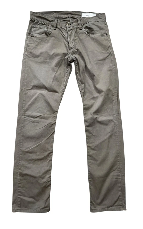 Pantalones de trapo y hueso para hombre talla 30x30 beige oscuro edición estándar ajuste 2 botones ajustados mosca Foto 1 de 4