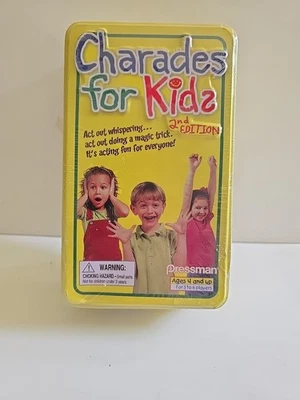 Charades for Kids 2nd Edition; Pressman Tin 100% New Still Wrapped Tin.  - Image 1 of 4