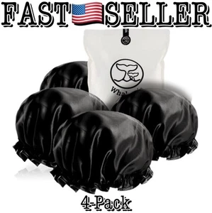 4-Pack WhaleLife XL Reusable Shower Cap, Satin Double Layer EVA Waterproof - Picture 1 of 6