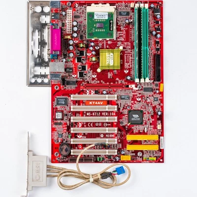 Материнская плата MSI KT4AV гнездо A ATX DDR AGP через KT400A CNR 6xPCI Duron 1600 ретро - Изображение 1 из 4