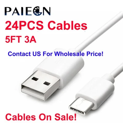Paquete de 24 cables USB C tipo C 5 pies 3A cable sincronización de datos carga rápida resistente EN VENTA Foto 1 de 4