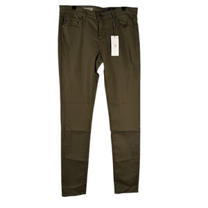 Pantalones de mezclilla ajustados de tiro medio al tobillo elásticos verdes talla 28 nuevos con etiquetas Adriano Goldschmied para mujer - Imagen 1 de 10