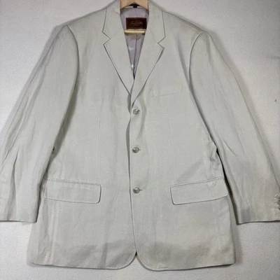 Tasso Elba Linen Silk Sport Coat Blazer Jacket Lined 2 Button Beige Men’s Sz XL - Image 1 of 4