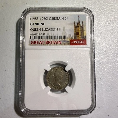 Серебряная свадебная монета Великобритания 1962 6 пенсов NGC - Изображение 1 из 2