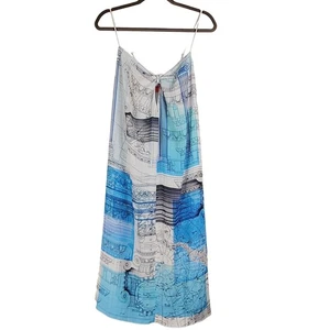 Clover Canyon blue spaghetti strap grecian print art to wear midi dress size XS - Picture 1 of 11
