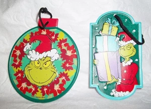 2 WEIHNACHTSSCHMUCK BAUMSCHMUCK 6" GRINCH METALL ERHABENES DESIGN 1-SEITIG - Bild 1 von 1