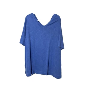 J.Jill Übergröße 3X Pima Baumwolle Doppel V Tunika T-Shirt Kurzarm blau #7 - Bild 1 von 7