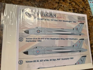PRINT SCALE DECALS # 72-252 1:72nd SCALE AVRO VULCAN DECAL - Picture 1 of 2