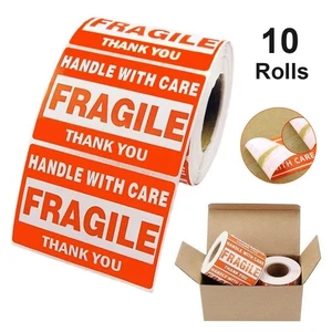 5000 Fragile Stickers 2x3 Handle With Care Thank You Shipping Labels - 10 Roll - Picture 1 of 5