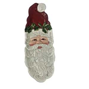 Vintage Fitz and Floyd Santa Claus Platter 15" Ceramic Christmas Holly Snack Tra - Picture 1 of 12