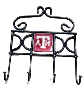 TX A&M University Ceramic Tile 4-Hook Key Hanger Organizer Handmade in Mexico - Picture 1 of 3
