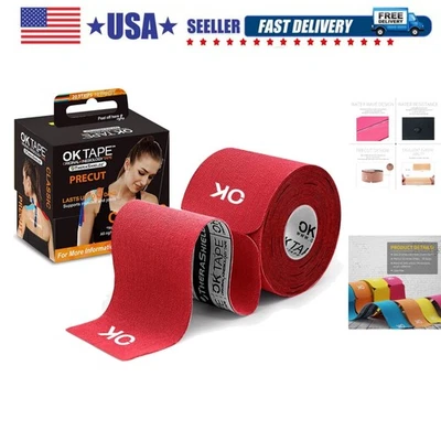 Cinta de kinesiología 10 pulgadas precortada, 20 tiras, cinta atlética elástica de algodón La... Foto 1 de 4