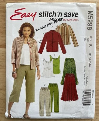Stitch N Save M5298 Sz 14-20 Unlined Jacket Top Skirt Pants Sewing Pattern UNCUT - Image 1 of 4