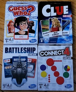 TRAVEL GAME KIT HASBRO Card Games Battleship, GUESS WHO, Clue, & CONNECT 4 NIB - Picture 1 of 9