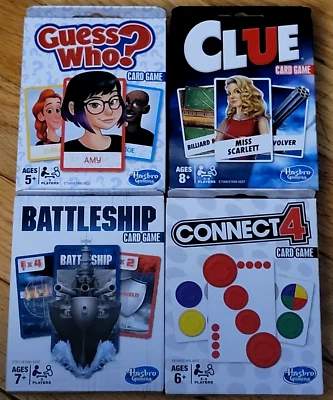 TRAVEL GAME KIT HASBRO Card Games Battleship, GUESS WHO, Clue, & CONNECT 4 NIB - Image 1 of 4