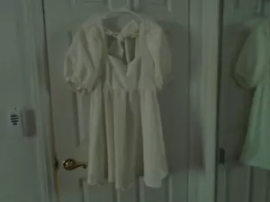 Free People White Puff Sleeve Baby Doll Mini Dress Size Small - Picture 1 of 3