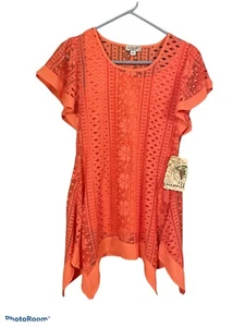 Ladies one world live and let live top coral lace & chiffon XS - Picture 1 of 10