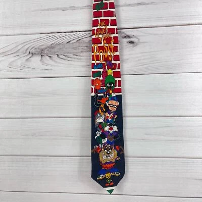 Vintage 1993 Looney Tunes Mania The Looney Tunes Posse Tie 100% Silk Warner Bros - Image 1 of 4