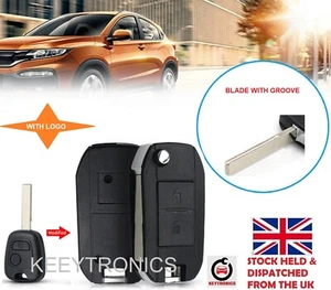 2 BUTTON FLIP KEY CASE UPGRADE FOR PEUGEOT 307 107 207 407 REMOTE KEY +LOGO A105 - Picture 1 of 4