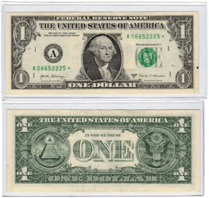 $1 2017A Dollar Bill A 0665225 * Star Note - Picture 1 of 1