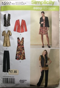 Simplicity 1592 UNCUT Misses Size 8 10 12 14 16 Pants Dress Tunic Jacket Pattern - Picture 1 of 2