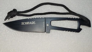 Schrade Neck Knife with Black 3" Clip Point Blade w/ Bottle Opener. Sheath inclu - Picture 1 of 5