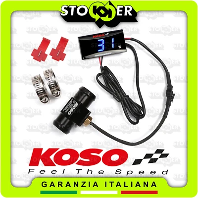 TERMOMETRO KOSO + RACCORDO TUBO ACQUA 18mm SENSORE TEMPERATURA M10x1