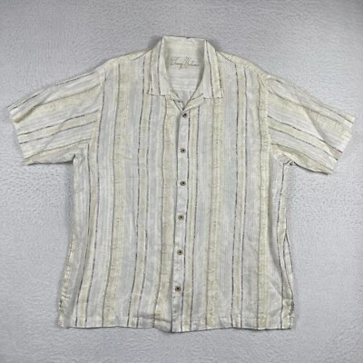 Tommy Bahama Shirt Mens XL White Beige Linen Beachy Preppy Travel Vacation Luau - Image 1 of 4