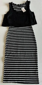Guess Women's Sleeveless Maxi Dress Striped Black and White Size XS - Picture 1 of 2