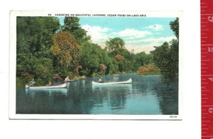 Vintage 1933 post card canoeing on Beautiful Lagoons Cedar Point On Lake Erie - Picture 1 of 1