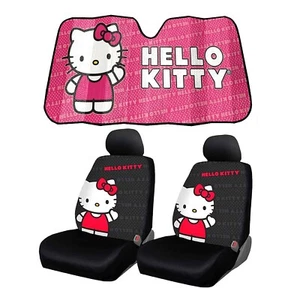 New hello kitty Car Truck Front Seat Covers Headrest Covers & Pink Sunshade Set - Picture 1 of 5