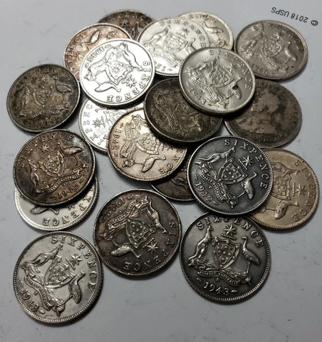 ONE(1) X AUSTRALIA 6P 925% SILVER SIX PENCE KING GEORGE VI 1921-1945 WORLD UK Cover
