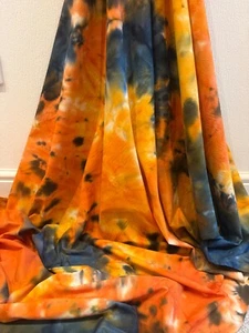 1 Meter Navy/Orange Tie & Dye Print100% Cotton Batik Fabric 45”Wide - Picture 1 of 10