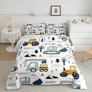 Feelyou Cartoon Car Kids Comforter Set Construction Bedding Set for Boys Todd... - Picture 1 of 8