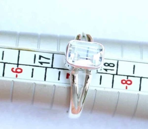 Anillo de plata de ley 925 con gemas de topacio blanco natural de 14,90 quilates hecho a mano talla 7 - Imagen 1 de 5