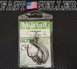 6-Pack Fishing Mustad Beak Bait Hook 7/0 Ultra Point Micro Sharp 4.3 Point Tech - Picture 1 of 3