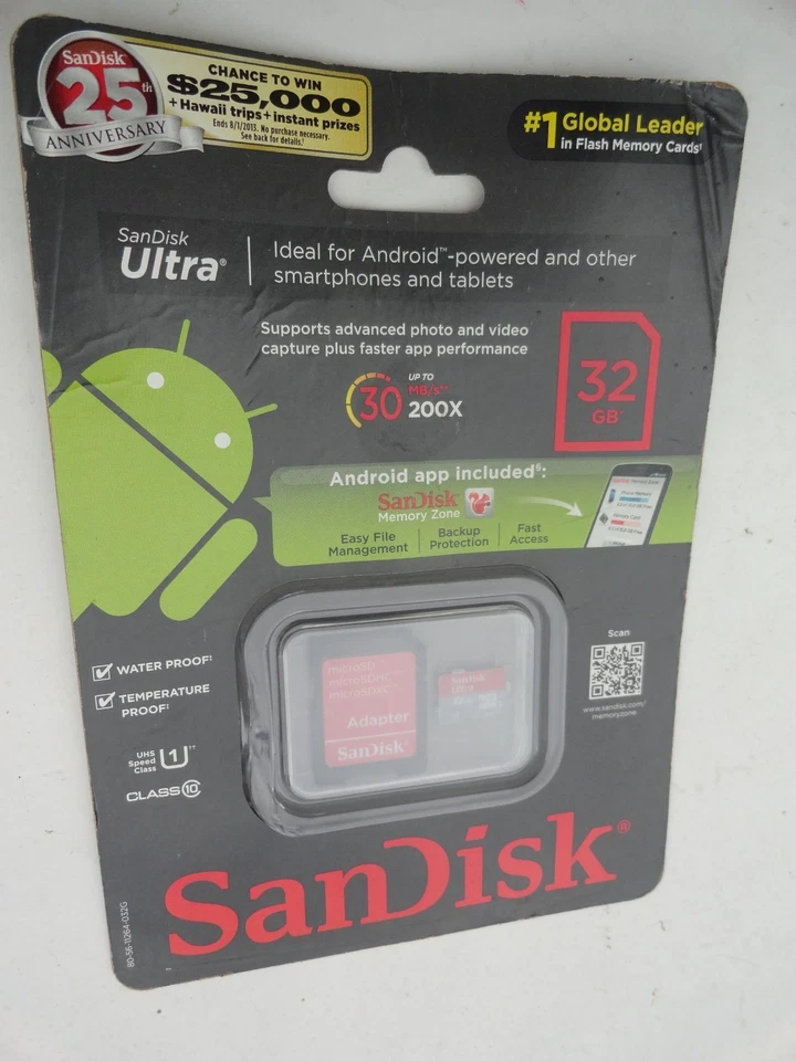SanDisk 32GB 32G Ultra Micro SD HC Class 1 Memory Card MicroSD SD adapter Case - Image 1 of 3