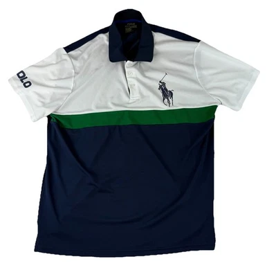 Polo Ralph Lauren Performance Men's XL Big Pony Rugby Polo Blue Green White - Image 1 of 4