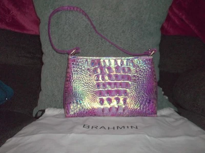 BOLSO/CARTERA DE CUERO MELBOURNE IRIS PÚRPURA BRAHMIN LORELEI NUEVO CON ETIQUETAS Foto 1 de 3