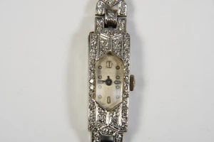 Q40E29- Art Déco Platin 950& Gold 750 18kt Armbanduhr Diamanten ca. 1,96ct - Picture 1 of 12