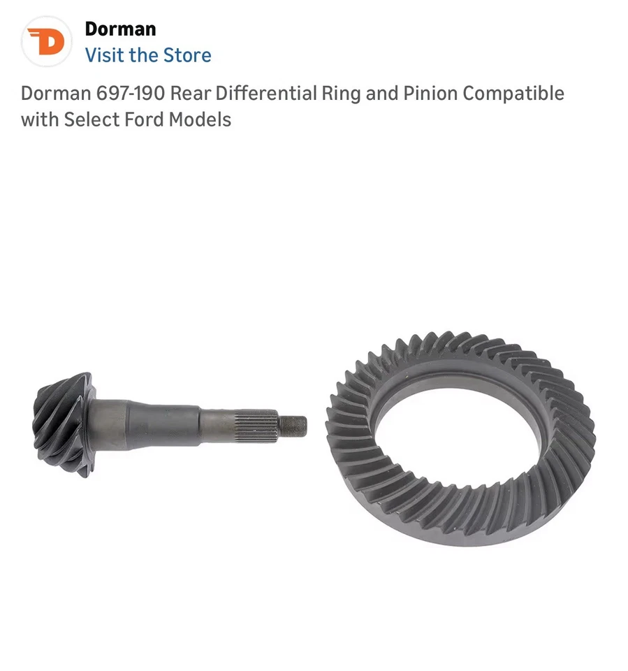 697-190 Dorman Ring and Pinion Rear for F150 Truck F250 F350 Ford F-150 Heritage - Изображение 1 из 2