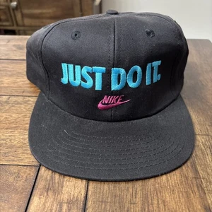 Vintage 90s Nike Just Do It Swoosh Embroidered Snapback Baseball Hat Cap - Picture 1 of 6