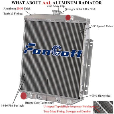 3-Row Radiator For 1954-56 Ford Fairlane Country Squire Customline Skyliner 4.8L Foto 1 de 4